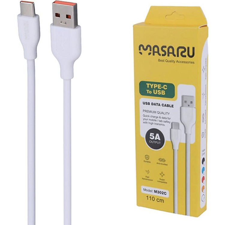 کابل تایپ سی فست شارژ 5 آمپر ماسارو M302C طول 1.1 متر