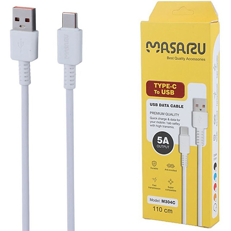 کابل شارژ 1.1 متری فست Masaru Type-C مدل M304C - سفید - SMO