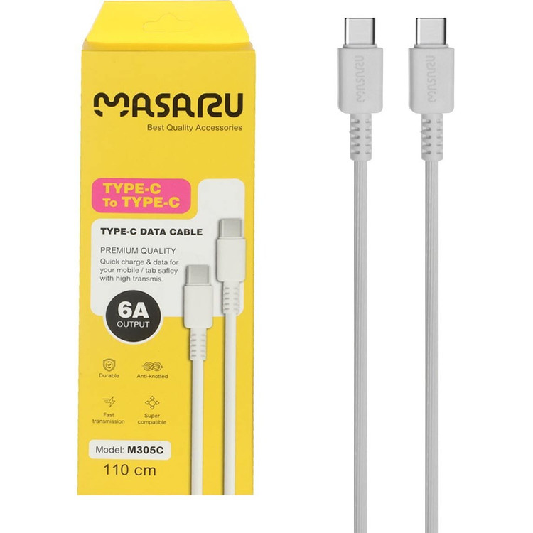 کابل شارژ 1.1 متری فست Masaru Type-C To Type-C مدل M305C - سفید - SMO