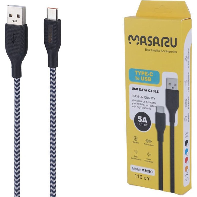 کابل تایپ سی فست شارژ 5 آمپر ماسارو M309C طول 1.1 متر کنفی