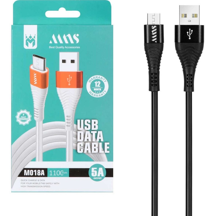 کابل شارژ فست 1.1 متری اندروید MNS مدل M018A - مشکی - SMOو سفید